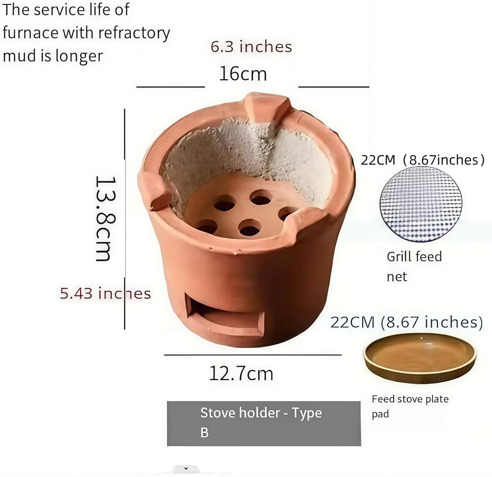 Mwpqbd rare red clay stove charcoal burner delivering steady heat for simmered meals.