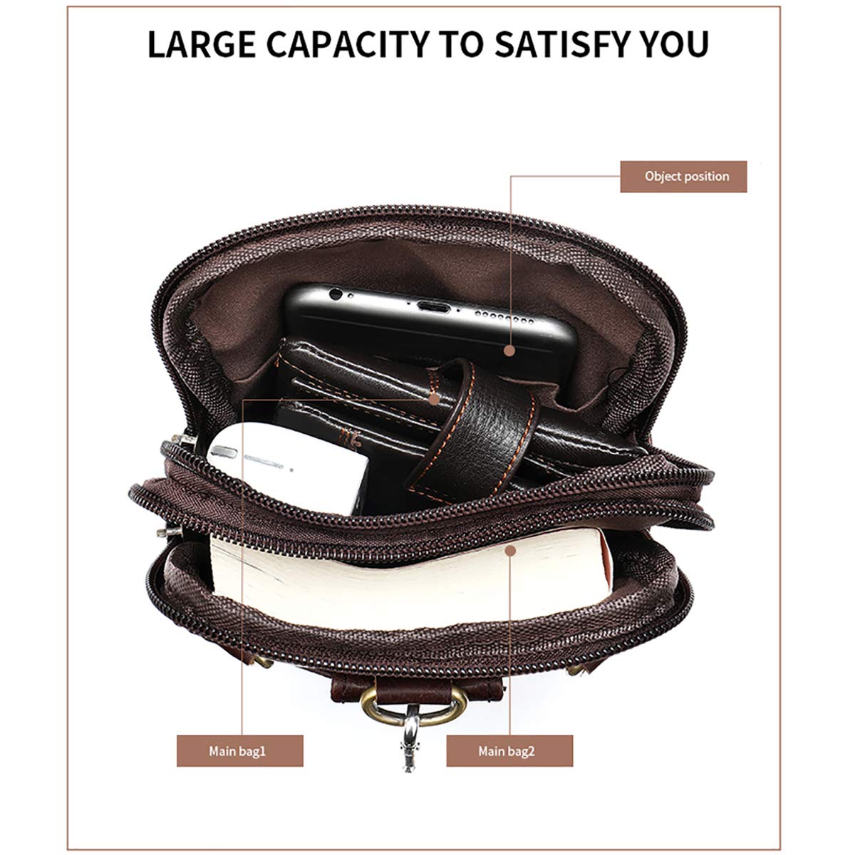 MXFDOKD crossbody holster in black leather, hands-free convenience.