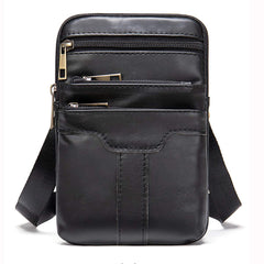 MXFDOKD leather cellphone shoulder bag, black close-up view, quick access on the go.