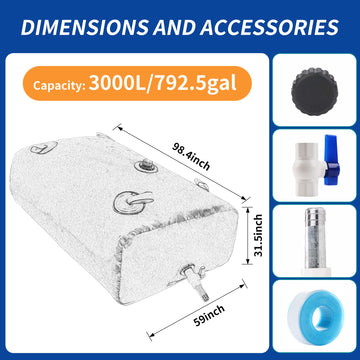 MXQMKL water bladder dimensions 3000L highlight large-capacity storage for drought preparedness.