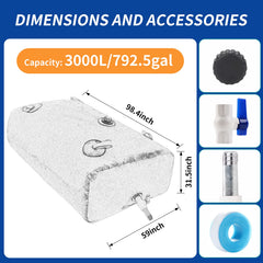 MXQMKL water bladder dimensions 3000L highlight large-capacity storage for drought preparedness.