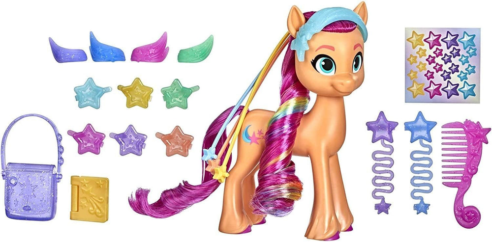 My Little Pony Rainbow Reveal Sunny clips secure styles on the go.