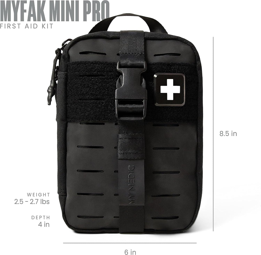 My Medic MyFak Mini Pro tourniquet inside for rapid access during injuries.