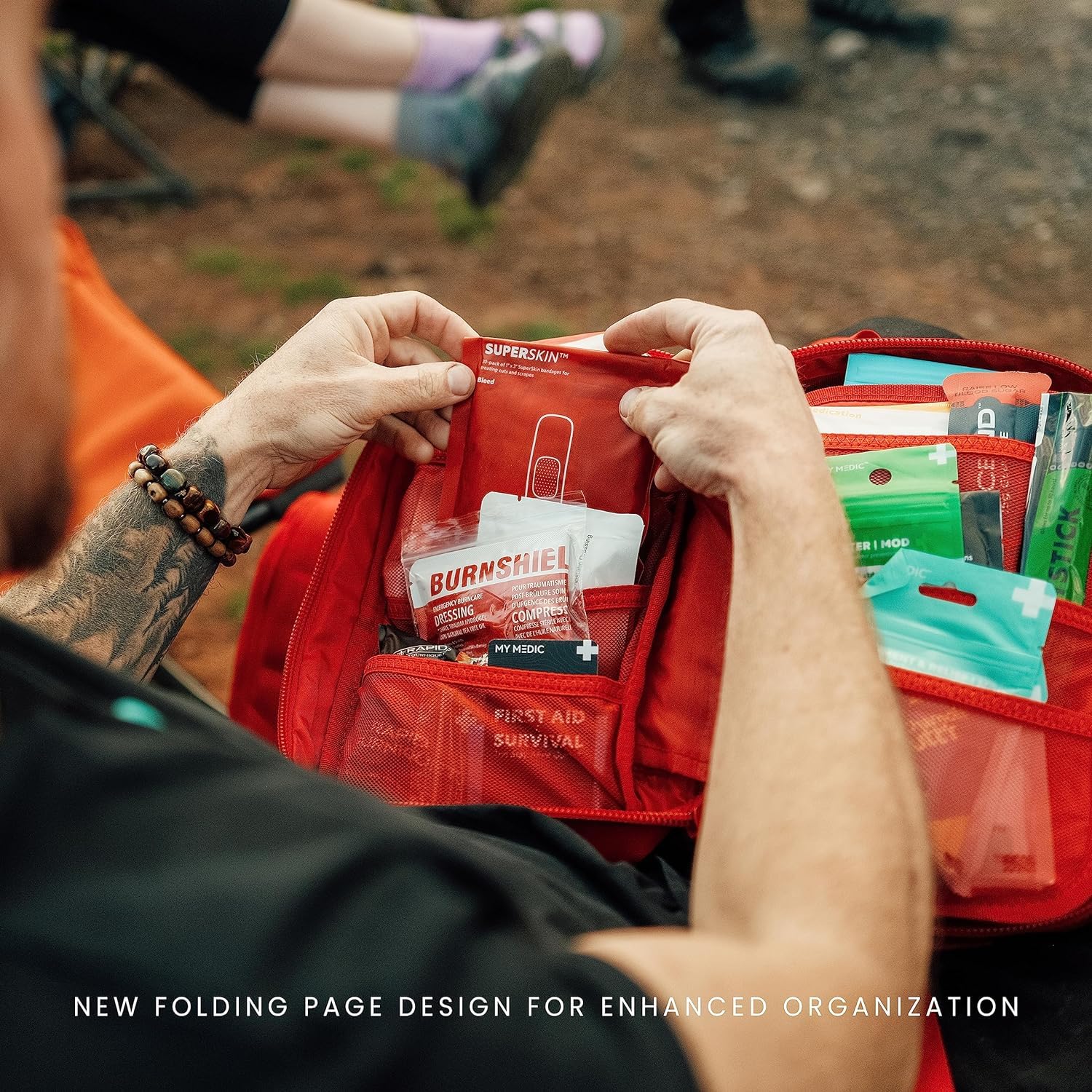 My Medic MyFAK Standard Ifak kit includes EMT shears and gloves for readiness.