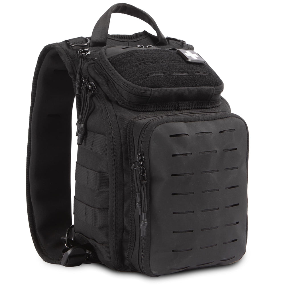 My Medic Recon Standard backpack closed showcases portable readiness for home and car emergencies.