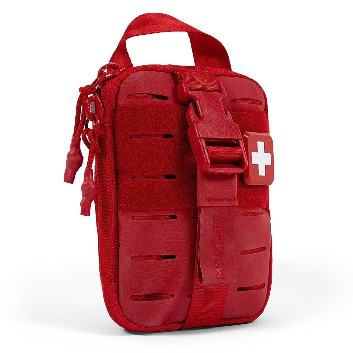 My Medic Sidekick compact first aid kit red close-up for quick emergencies.