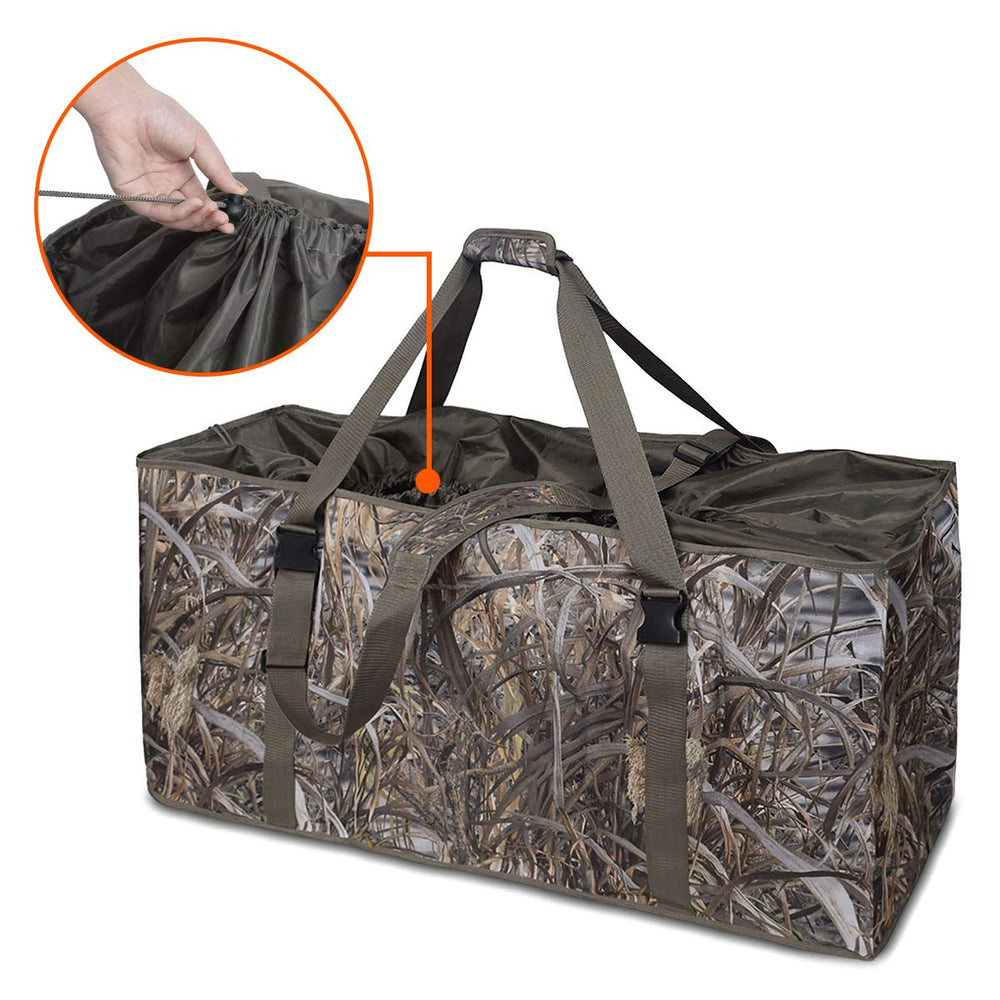 MYDAYS duck decoy bag camo1 print blends with surroundings for concealment.