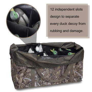 MYDAYS duck decoy bag floating bottom eases decoy dispensing on water.