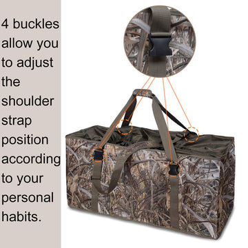 MYDAYS duck decoy bag adjustable padded shoulder strap offers comfortable carry.