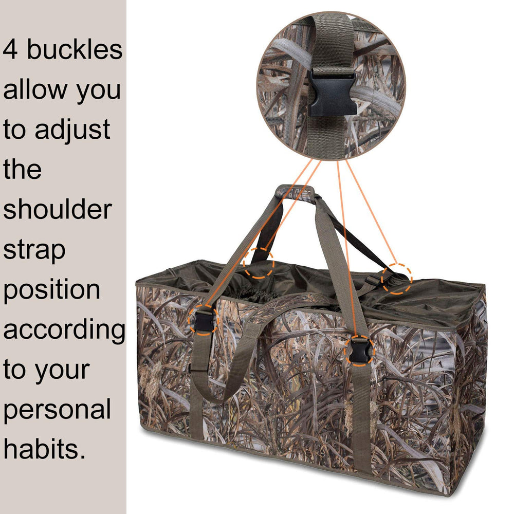 MYDAYS duck decoy bag adjustable padded shoulder strap offers comfortable carry.