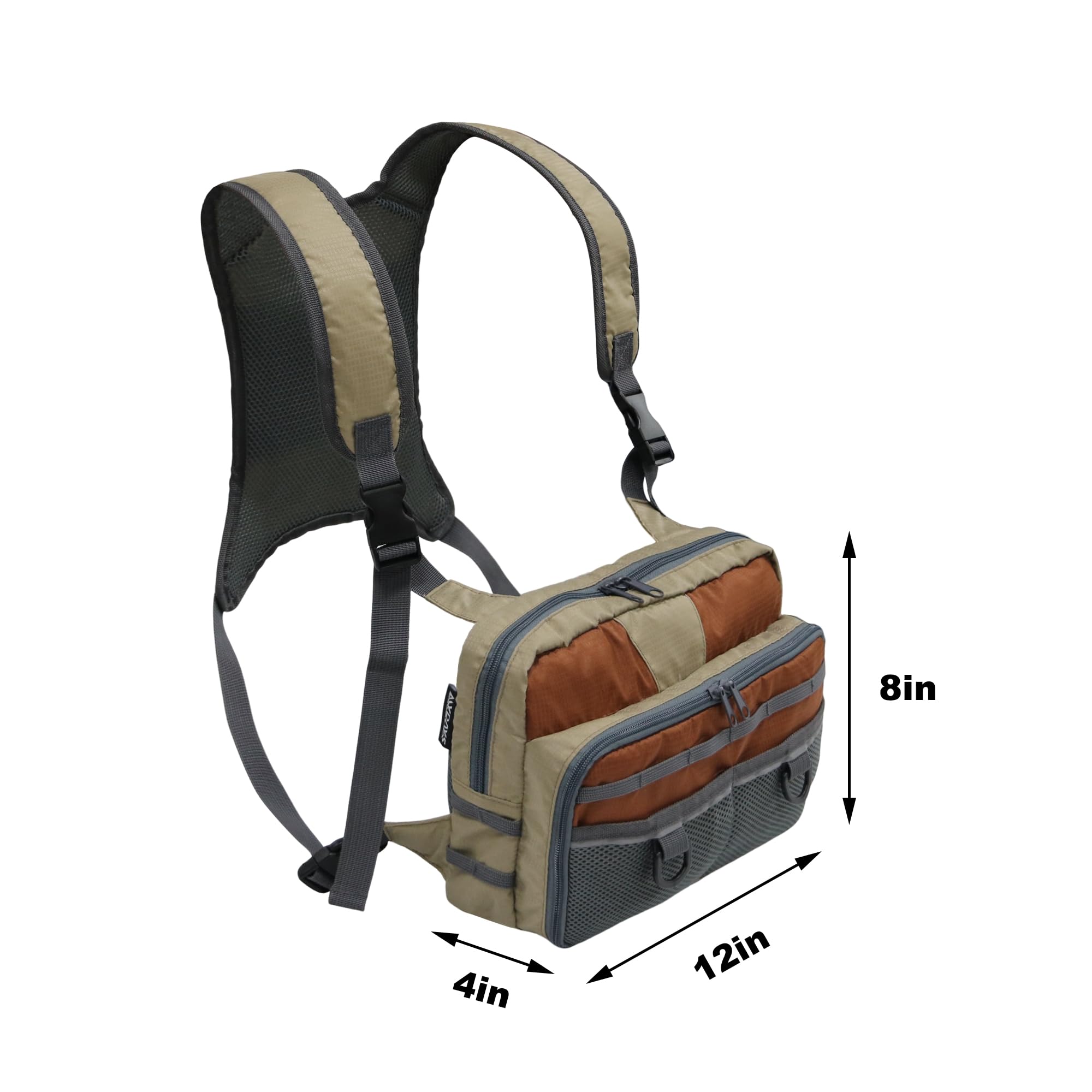 MYDAYS Fishing Chest Pack compartments highlight organized storage for fly boxes