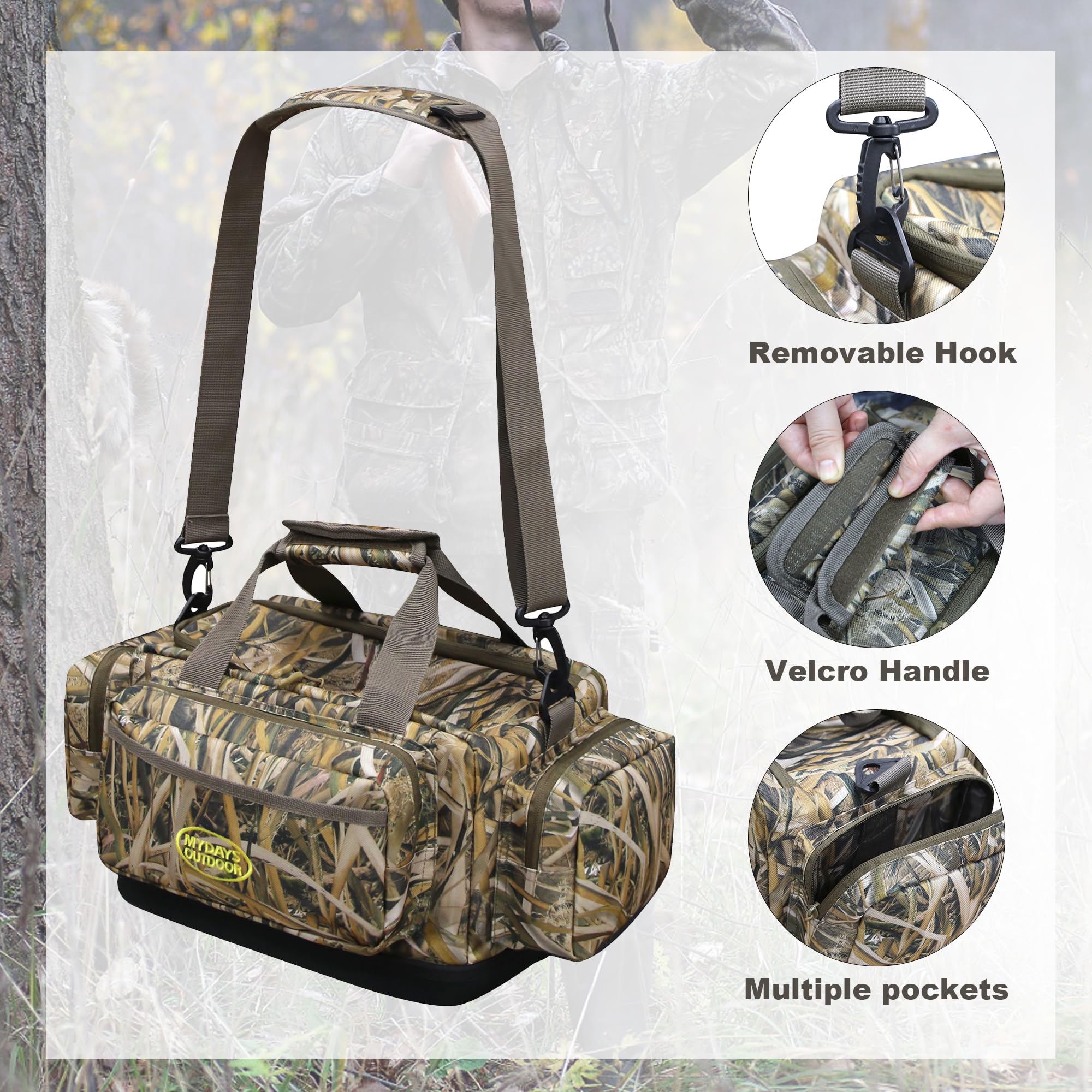 MYDAYS OUTDOOR blind bag with 5 compartments keeps gear organized on early morning hunts.