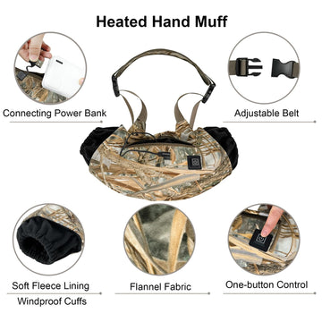 MYDAYS OUTDOOR heated hand muff in use while hunting for quick warmth