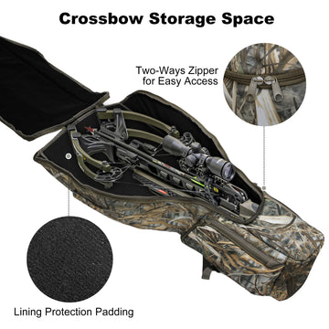 MYDAYS Soft Crossbow Case interior pockets organize bolts and quivers.