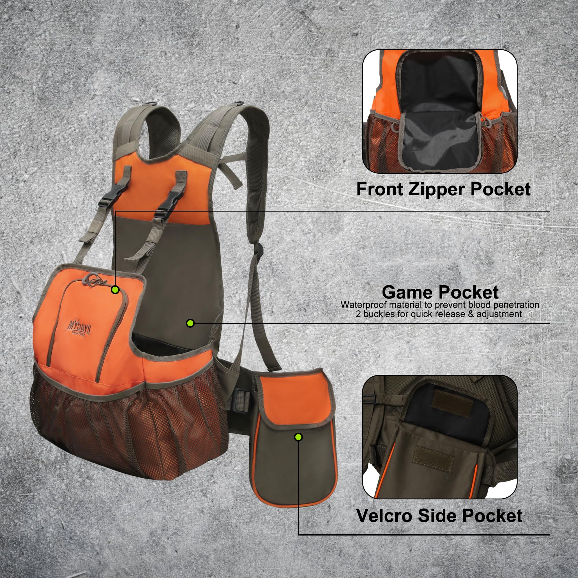 MYDAYS Upland Bird Vest chest pockets showcase organized gear and easy reach.