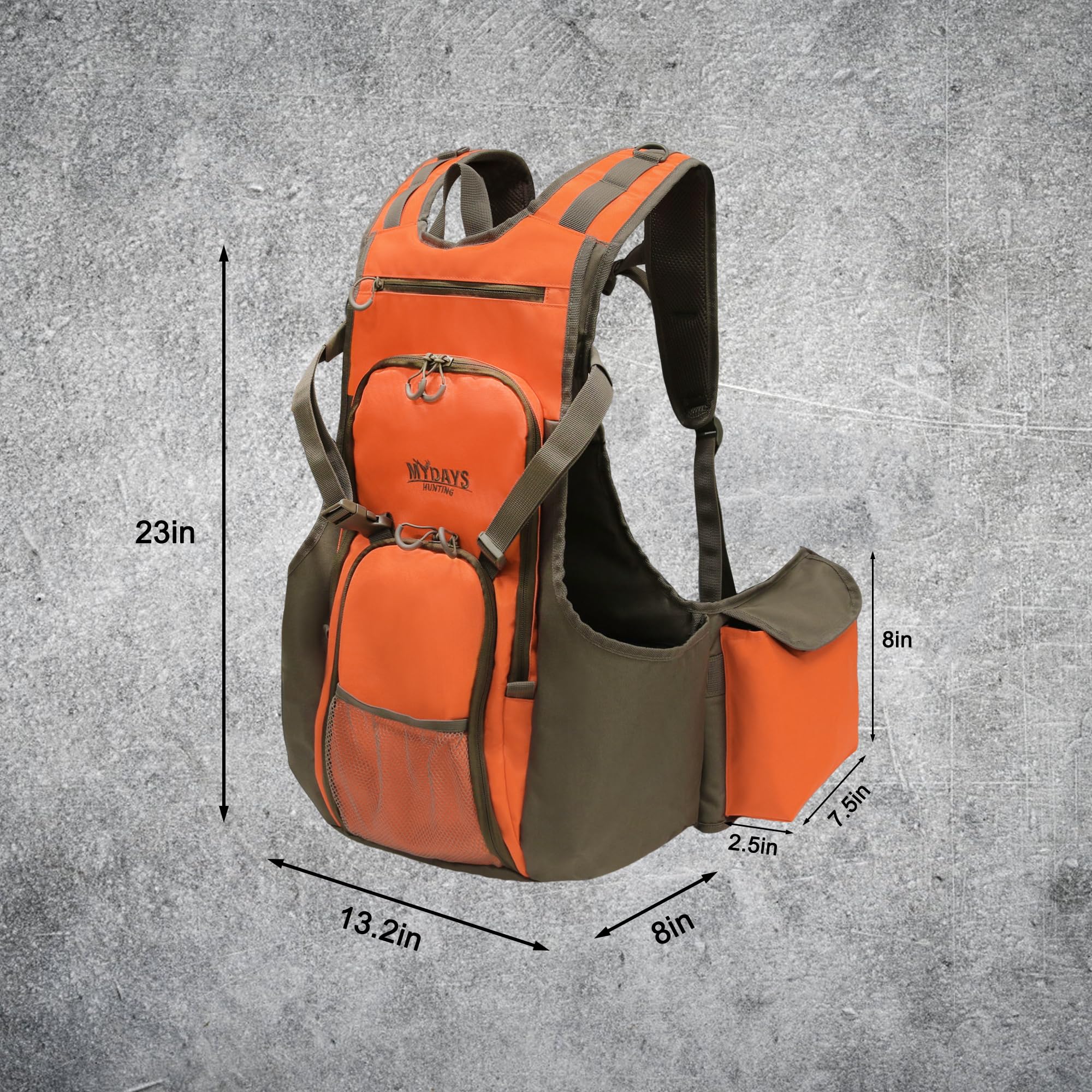 MYDAYS upland bird vest harness-belt design provides comfortable support during long hunts