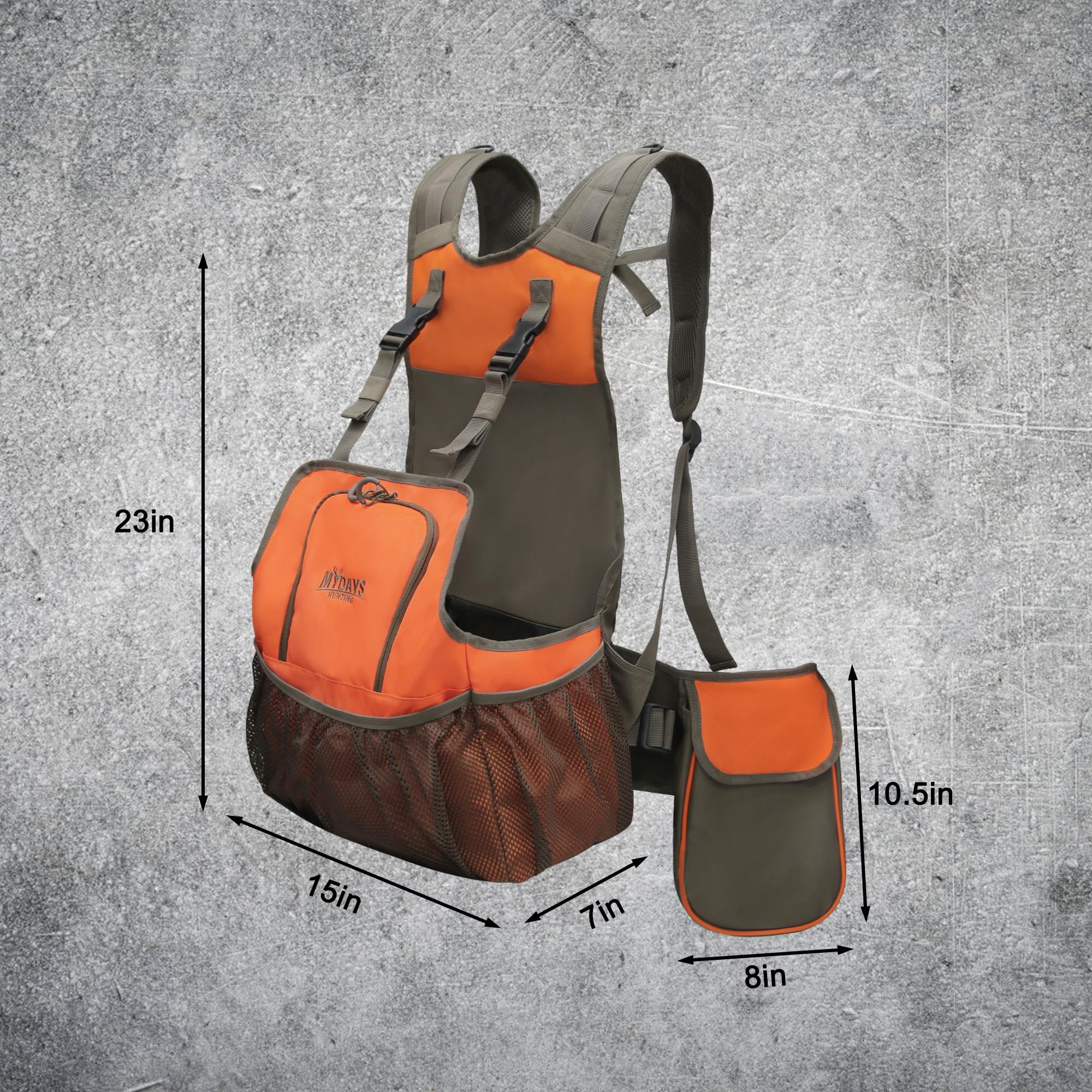 MYDAYS Upland Bird Vest water-repellent lining keeps gear clean after rugged use.