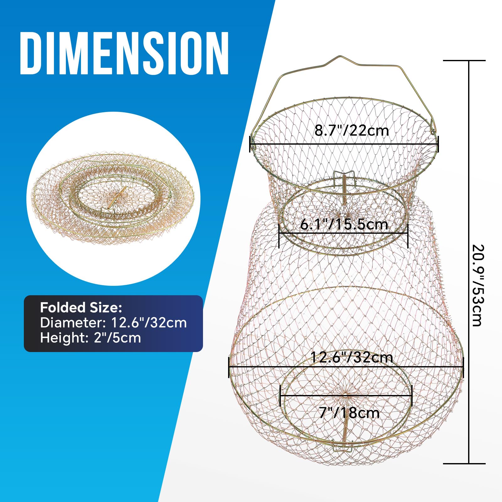 Folded compact size of the basket for easy storage