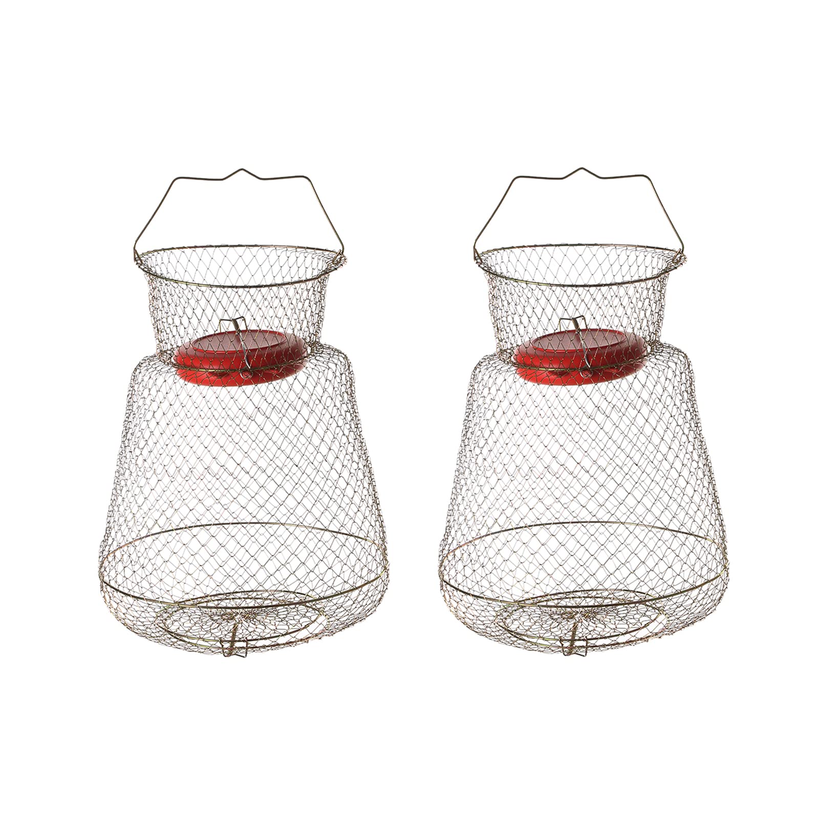 MYFULLY galvanized steel wire fish basket in gold color, 2-pack, front view