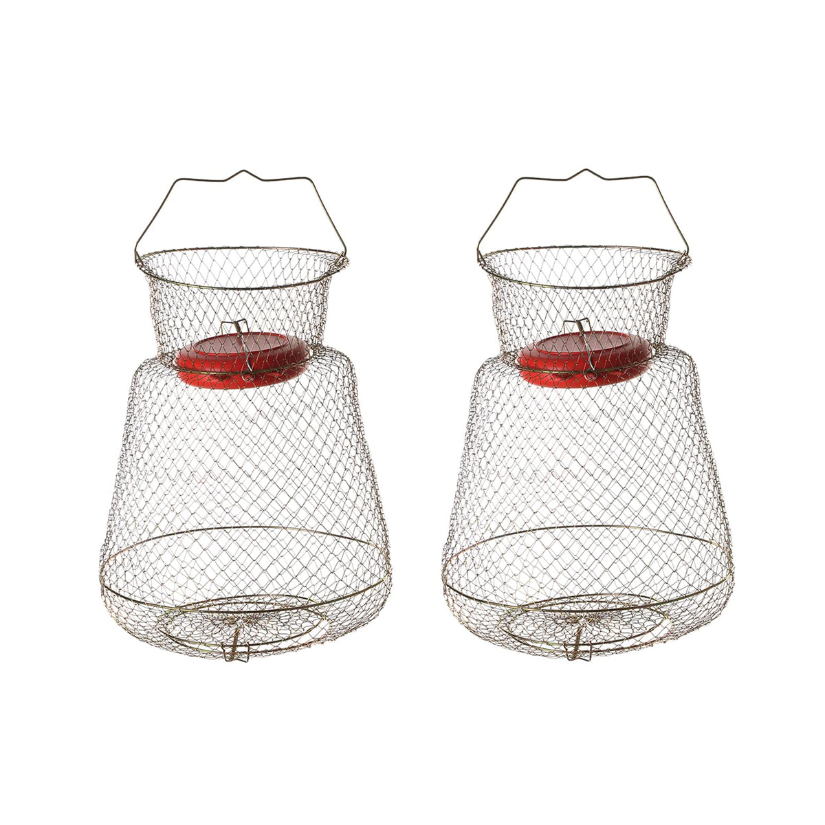 MYFULLY galvanized steel wire fish basket in gold color, 2-pack, front view