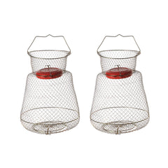 MYFULLY galvanized steel wire fish basket in gold color, 2-pack, front view