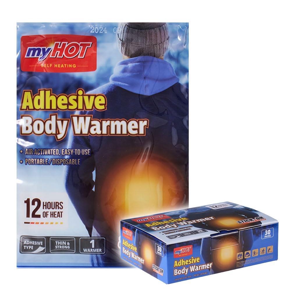 myHOT adhesive body warmer 30-pack outdoor-ready warmth for extended outdoor activities.