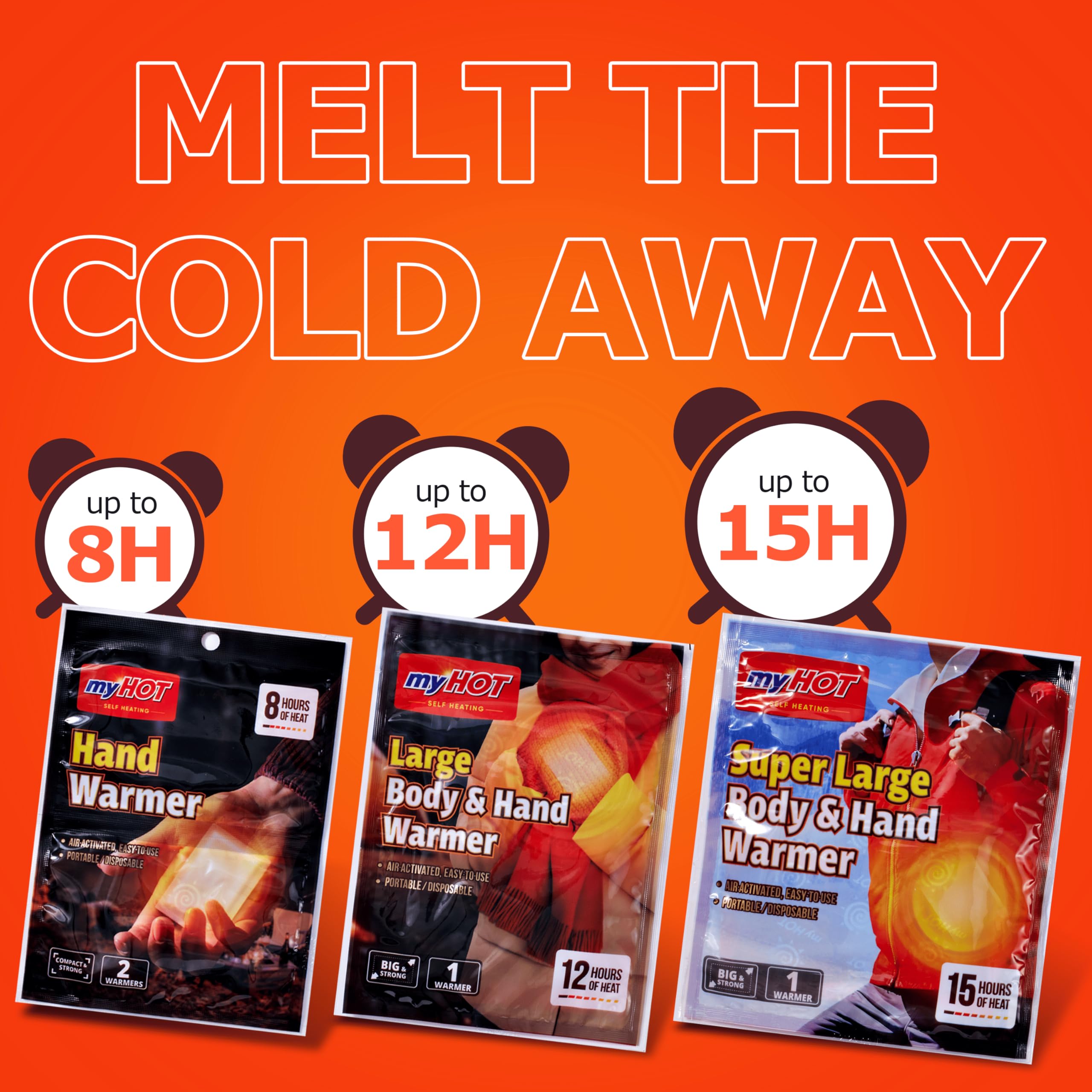 MyHot pocket-use warmers tucked in a coat pocket for quick warmth.