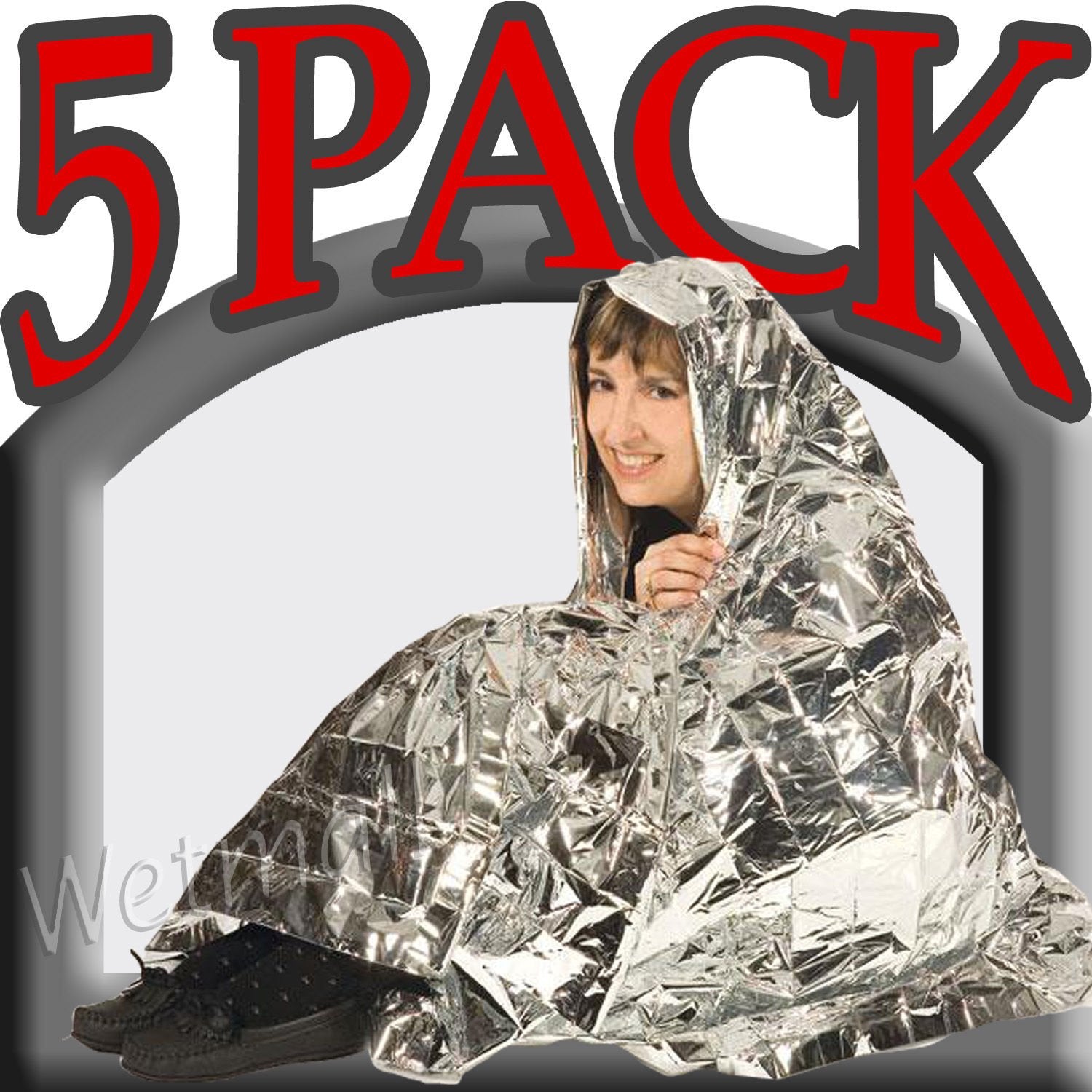 Mylar emergency blanket open to illustrate heat reflection and warmth.