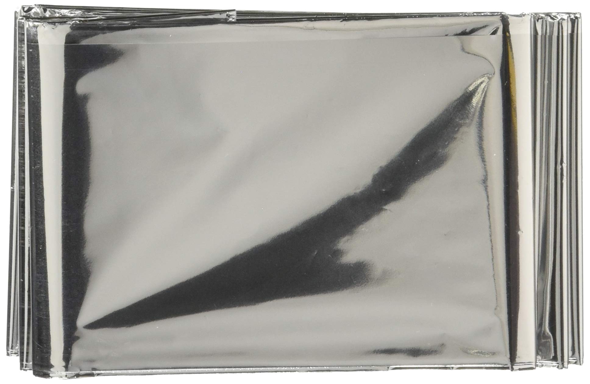 Mylar emergency thermal blanket opened shows size and reflective material for cold-weather use