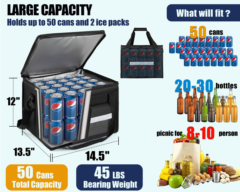 MyLifeUNIT insulated cooler bag open lid showing spacious interior for meals