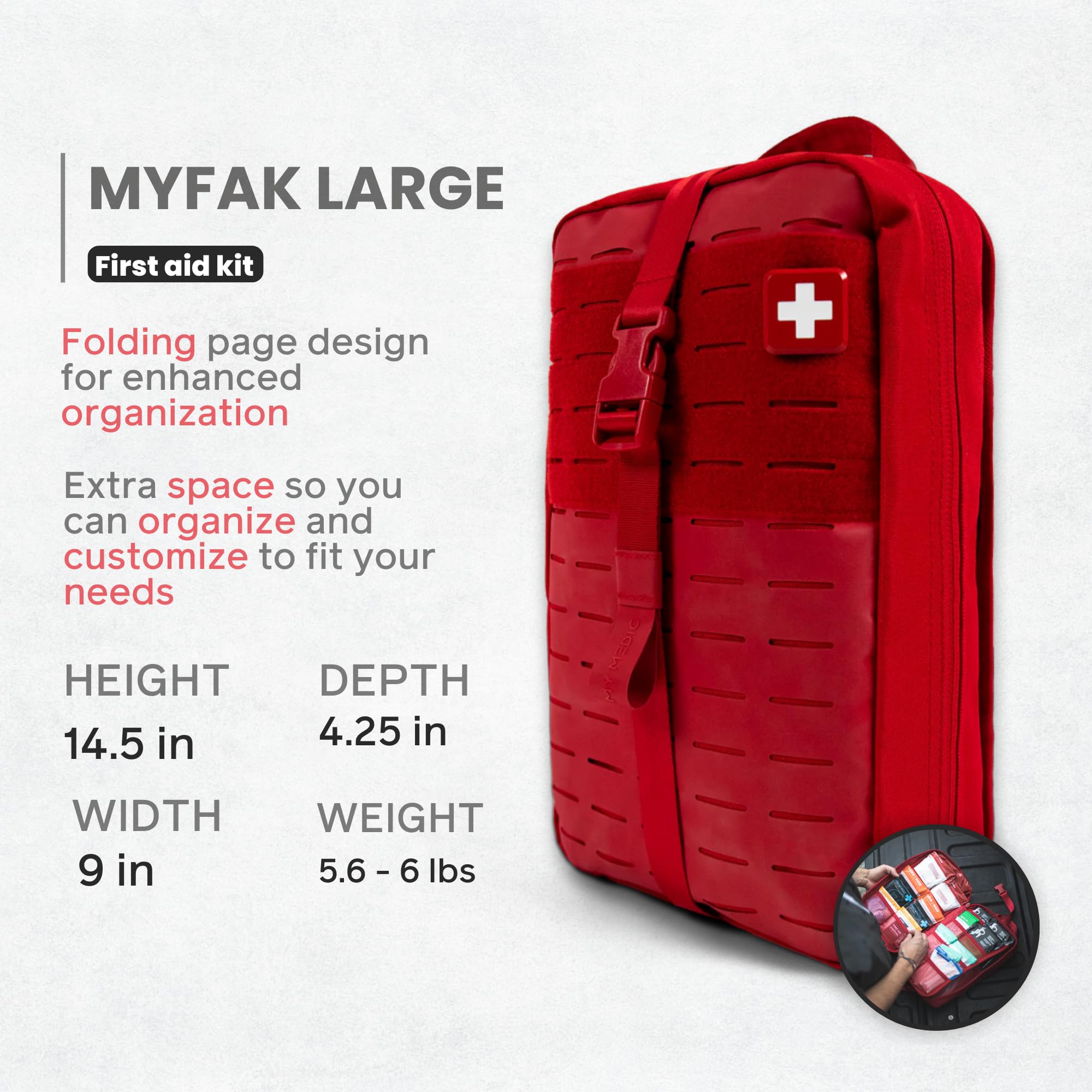 My Medic MYFAK Large durable bag is built for rugged outdoor use.