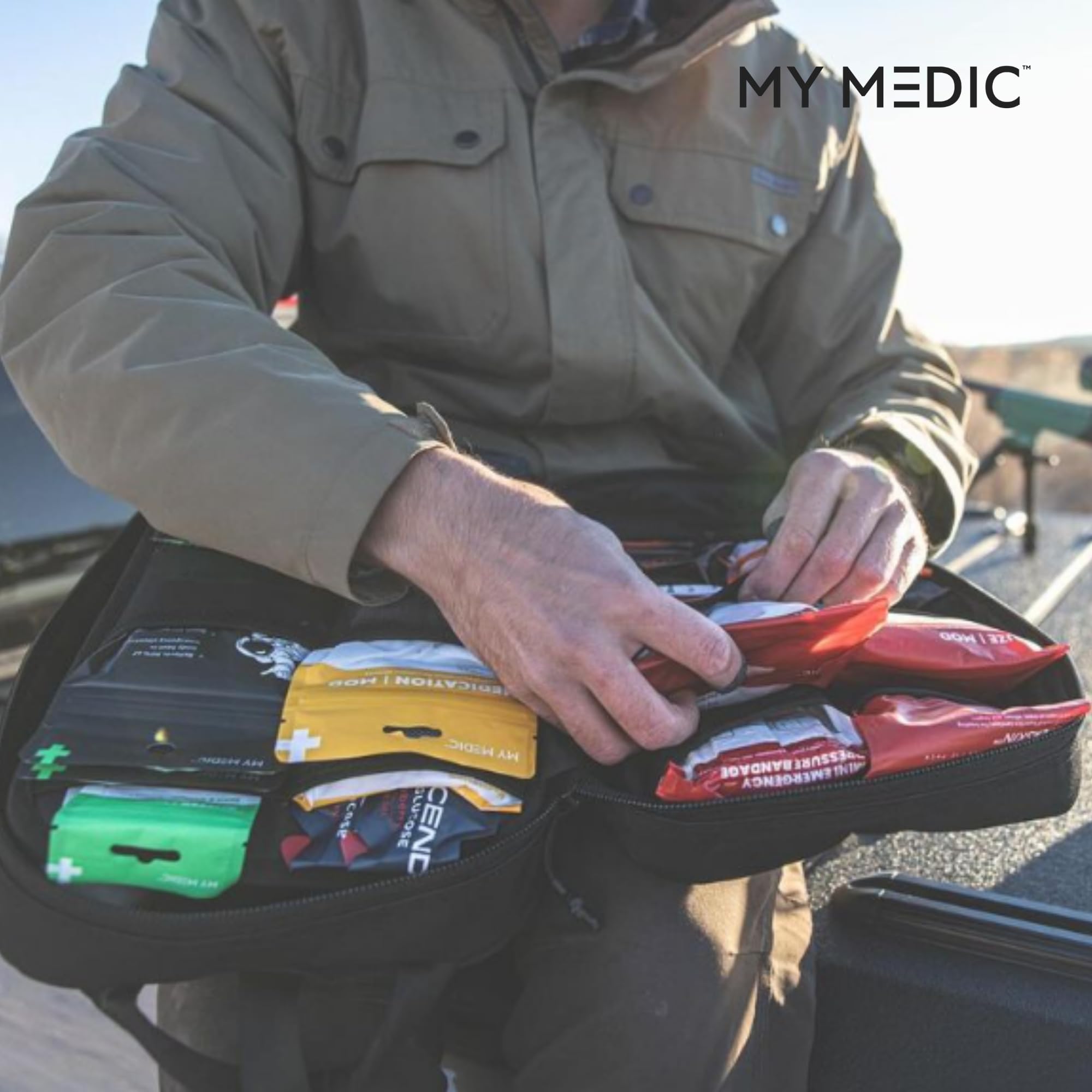 My Medic MYFAK Large Hypalon MOLLE panel allows secure mounting and quick access.