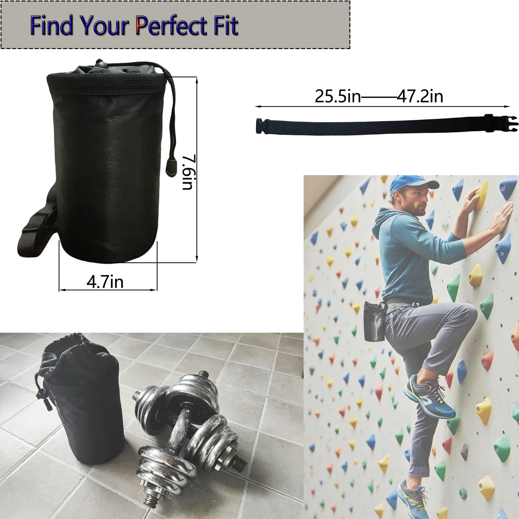 Myradixu lightweight chalk bag with belt clip reduces distraction during climbs