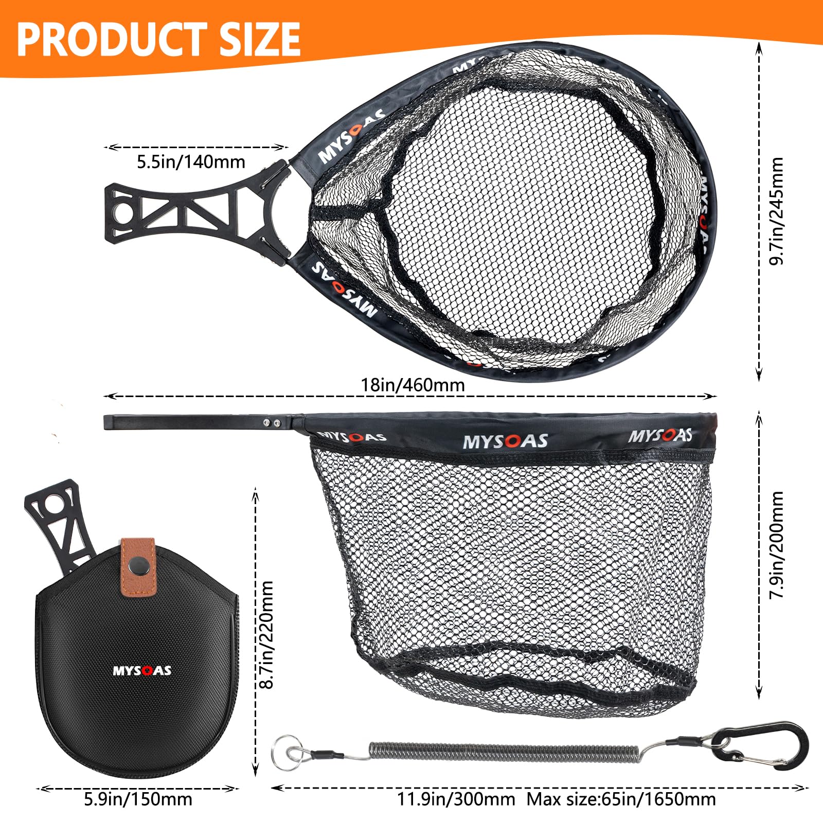Extended net dimensions ready for trout and small freshwater catches