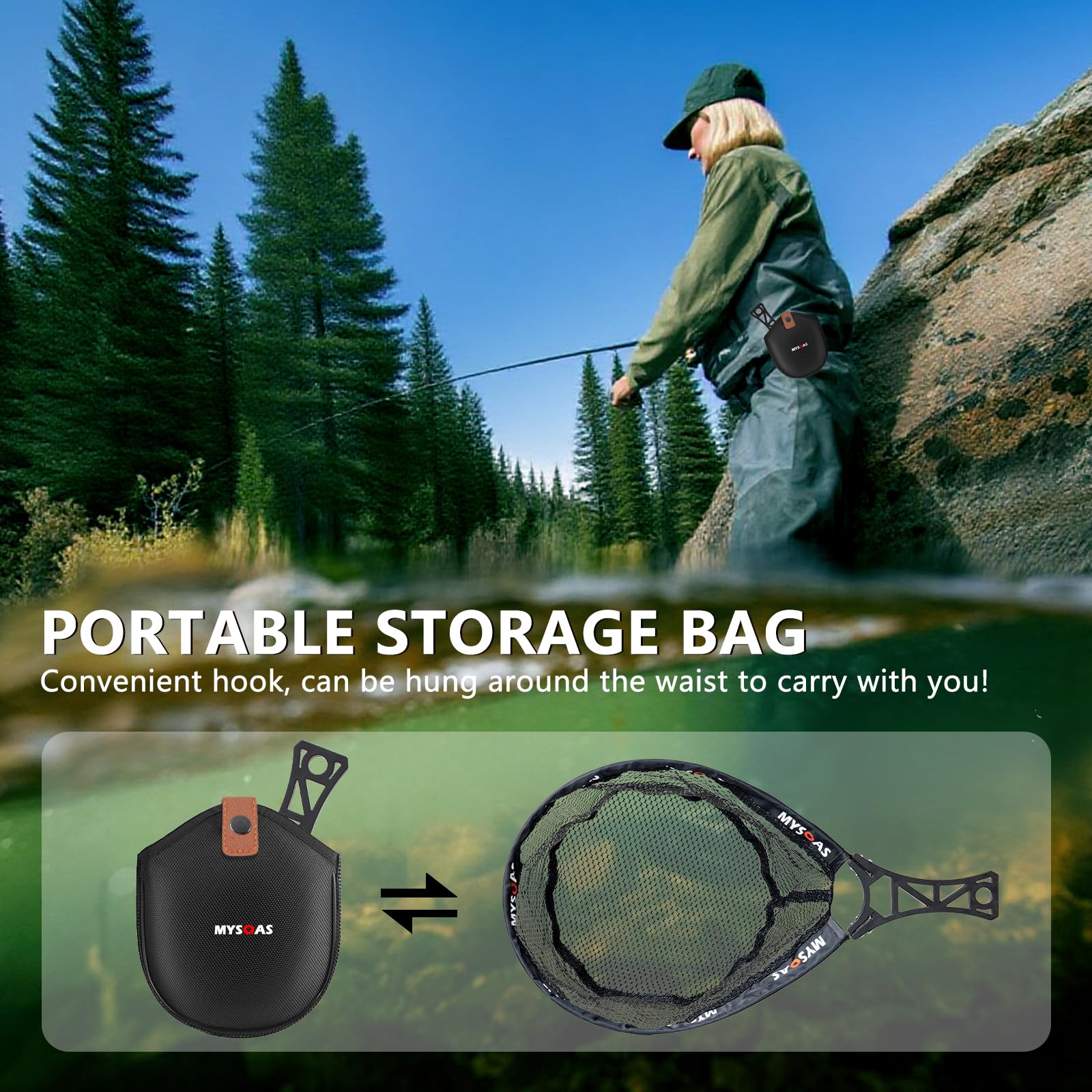 MYSOAS compact packable net fits in a backpack