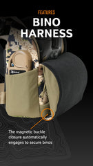 Mystery Ranch Bino Harness breathable mesh straps keep you cool on long hikes