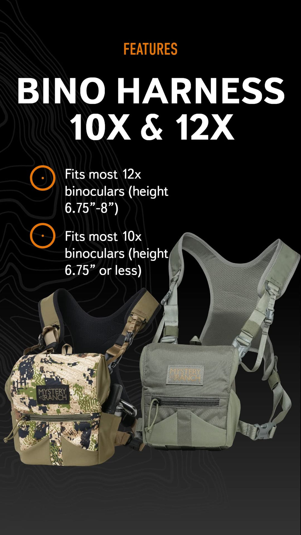 Mystery Ranch Bino Harness codura outer shell offers lightweight waterproof protection