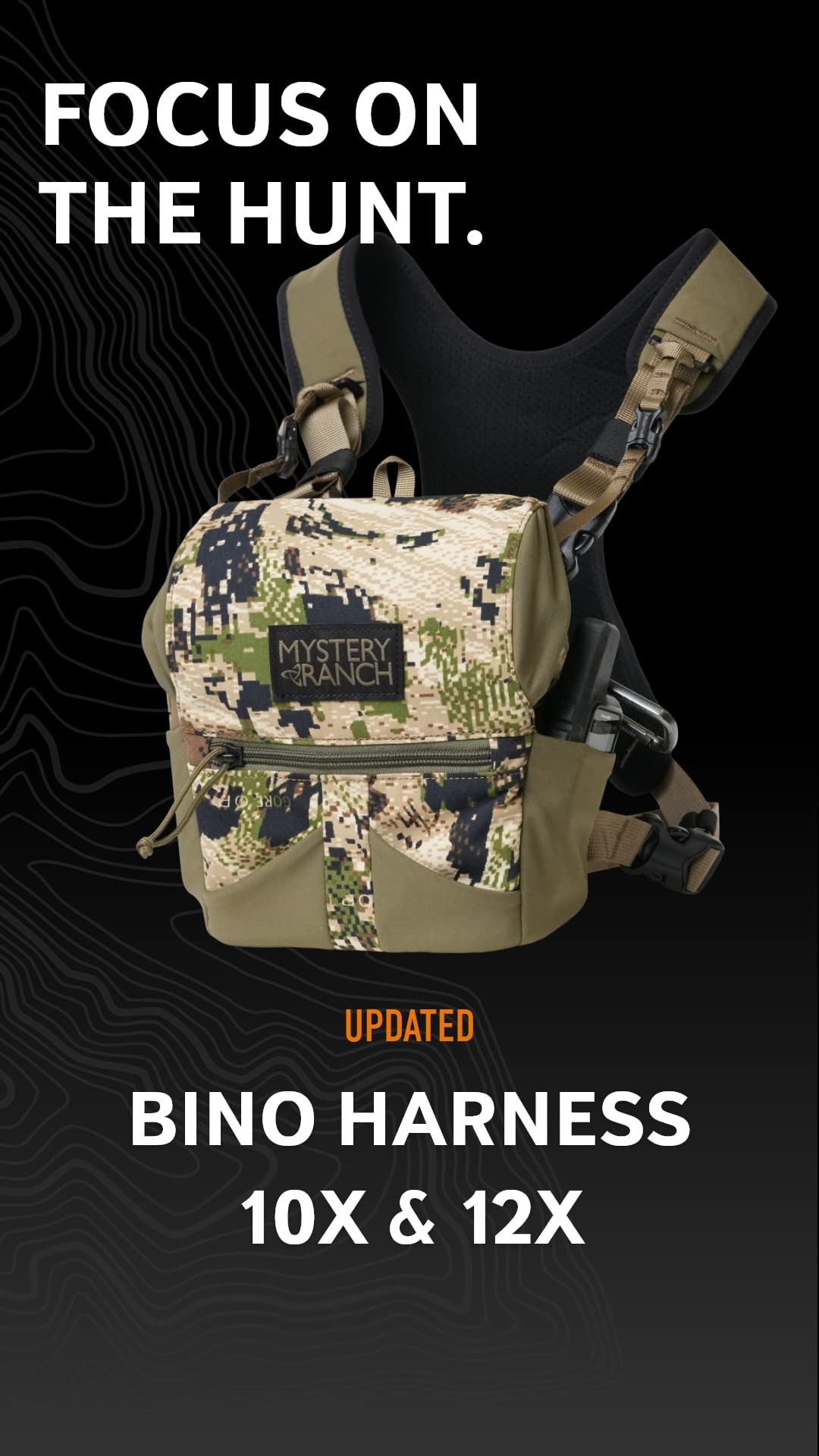 Mystery Ranch Bino Harness flip-top magnetic closure protects optics from moisture
