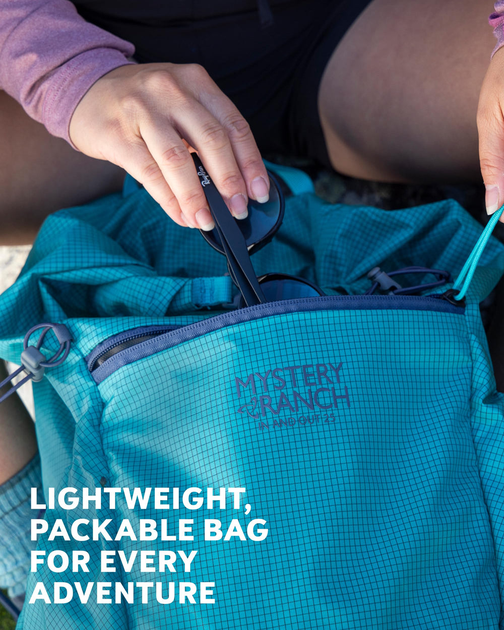 Mystery Ranch In & Out aqua hydration sleeve supports on-the-go fluids
