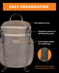 Mystery Ranch In & Out Backpack worn-shoulder demonstrates breathable daily carry