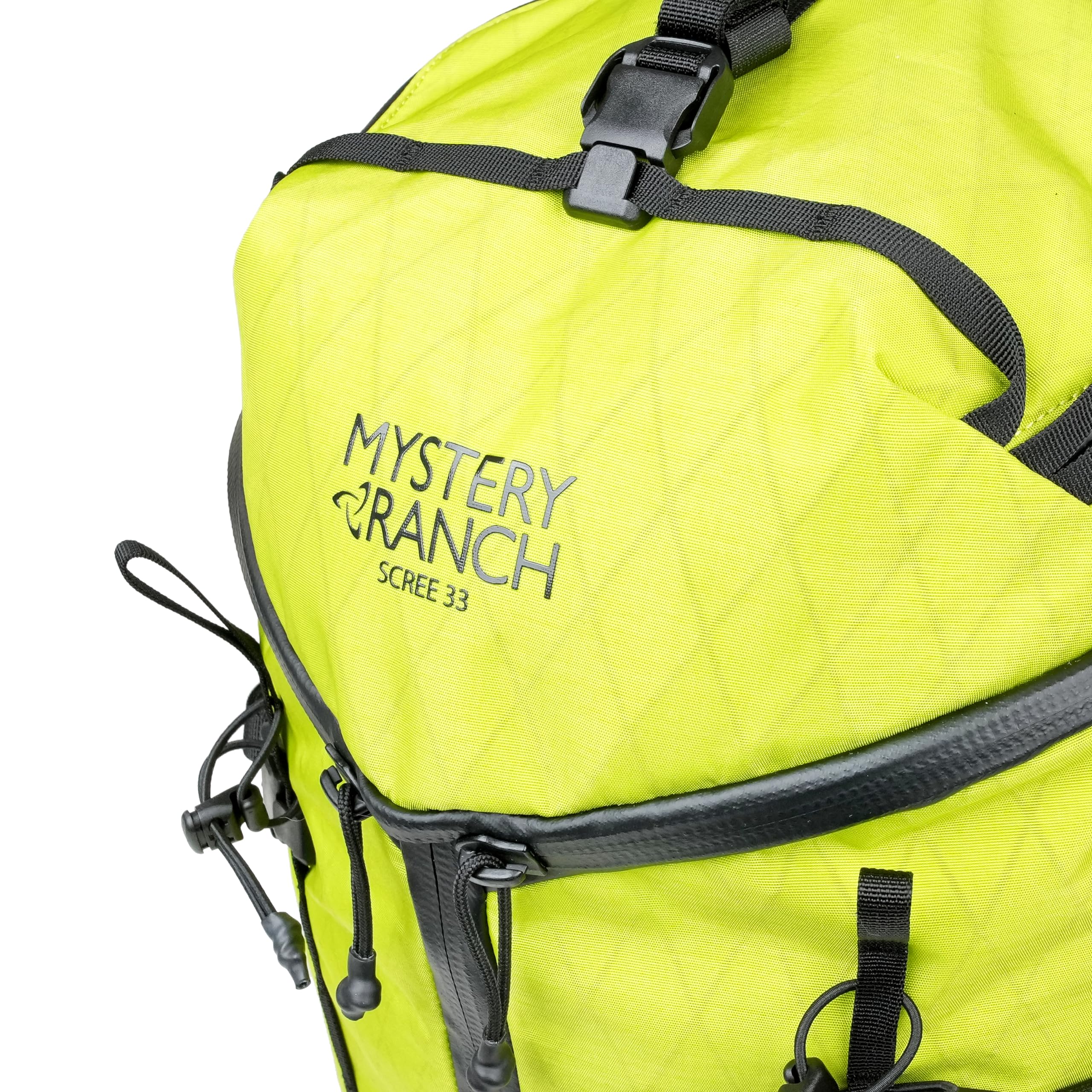 Mystery Ranch Scree 33 limeade color enhances visibility on outdoor trips.