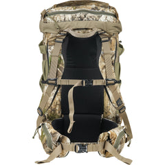 Mystery Ranch Treehouse 38 backpack stitching close-up for durable rugged hunting setup.