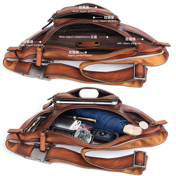 Myunxui genuine leather fanny pack adjustable strap for comfortable wear