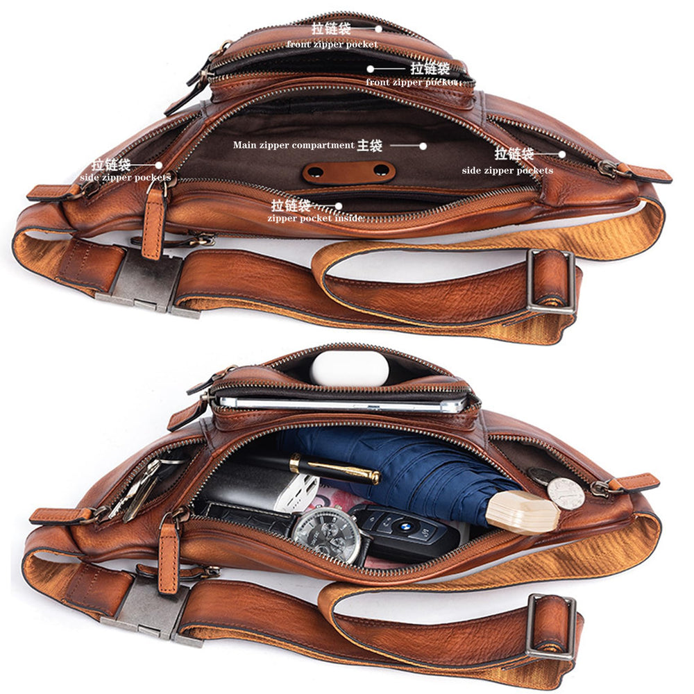Myunxui genuine leather fanny pack adjustable strap for comfortable wear