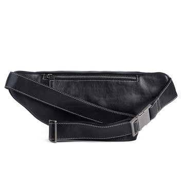 Myunxui genuine leather fanny pack back zip pocket secure storage