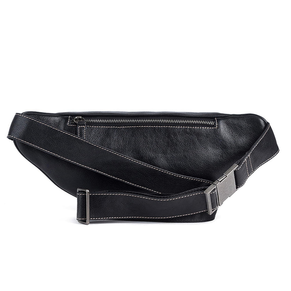 Myunxui genuine leather fanny pack back zip pocket secure storage