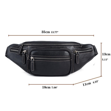 Myunxui genuine leather fanny pack multiple pockets organized for daily use