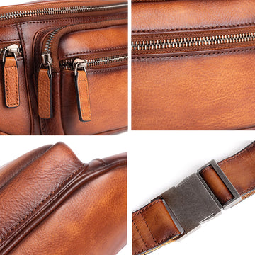 Myunxui genuine leather fanny pack worn crossbody for hands-free travel