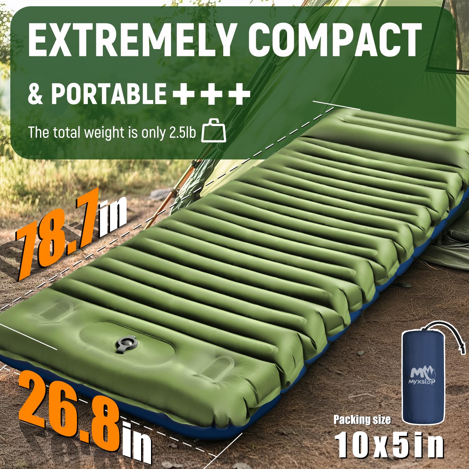 Myxslop camping mat made of durable nylon with TPU coating for rugged use