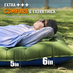 Myxslop sleeping pad with built-in foot pump enabling quick inflation